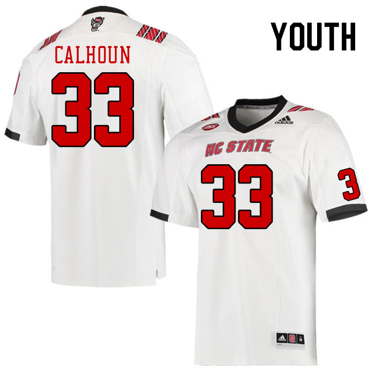 Youth #33 Eli Calhoun NC State Wolfpack College Football Jerseys Stitched Sale-White